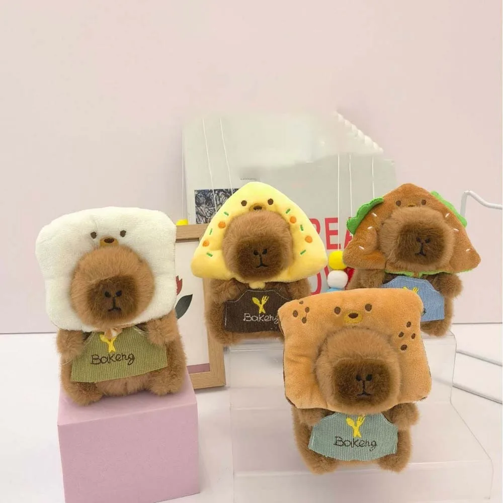 

Kawaii Soft Baking Capybara Key Ring Cartoon Bread Doughnut Animal Pendant PP Cotton Toast Plush Doll Keychain Bag Pendant