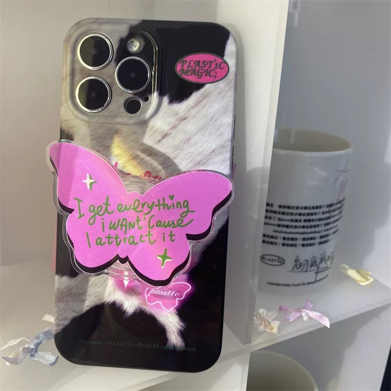 레트로 Y2K 나비 전화 브래킷 그립 Tok 사랑스러운 Griptok 사랑스러운 동물 홀더 지원 아이폰 14 삼성 전화 액세서리