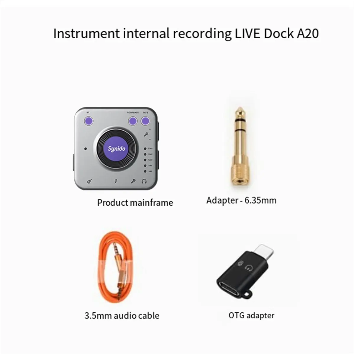 

Аудиоадаптер Live Dock A20 с USB-C для записи музыки Портативный аудиоинтерфейс для телефонов Android ПК Компьютер