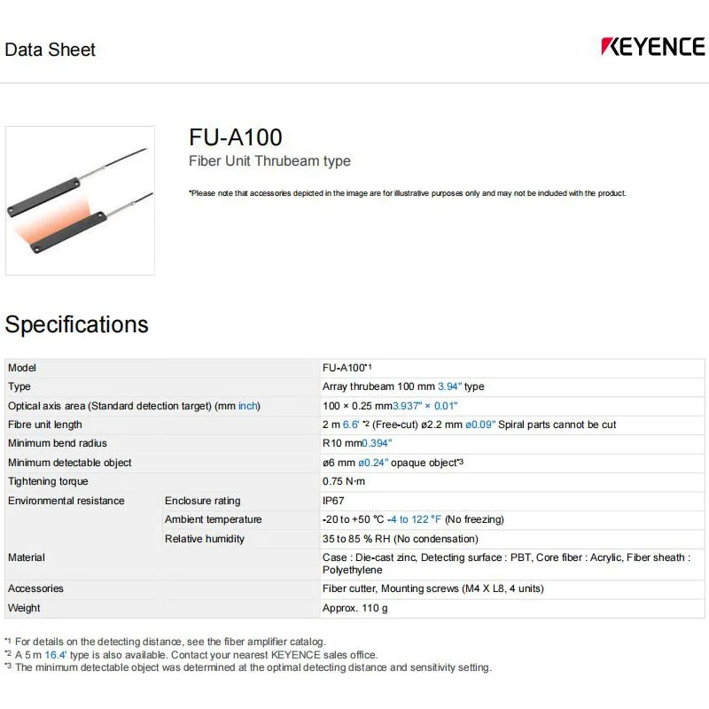 العلامة التجارية الجديدة حقيقية KEYENCE FU-A100 نوع الاختراق الإقليمي مستشعر الألياف الضوئية