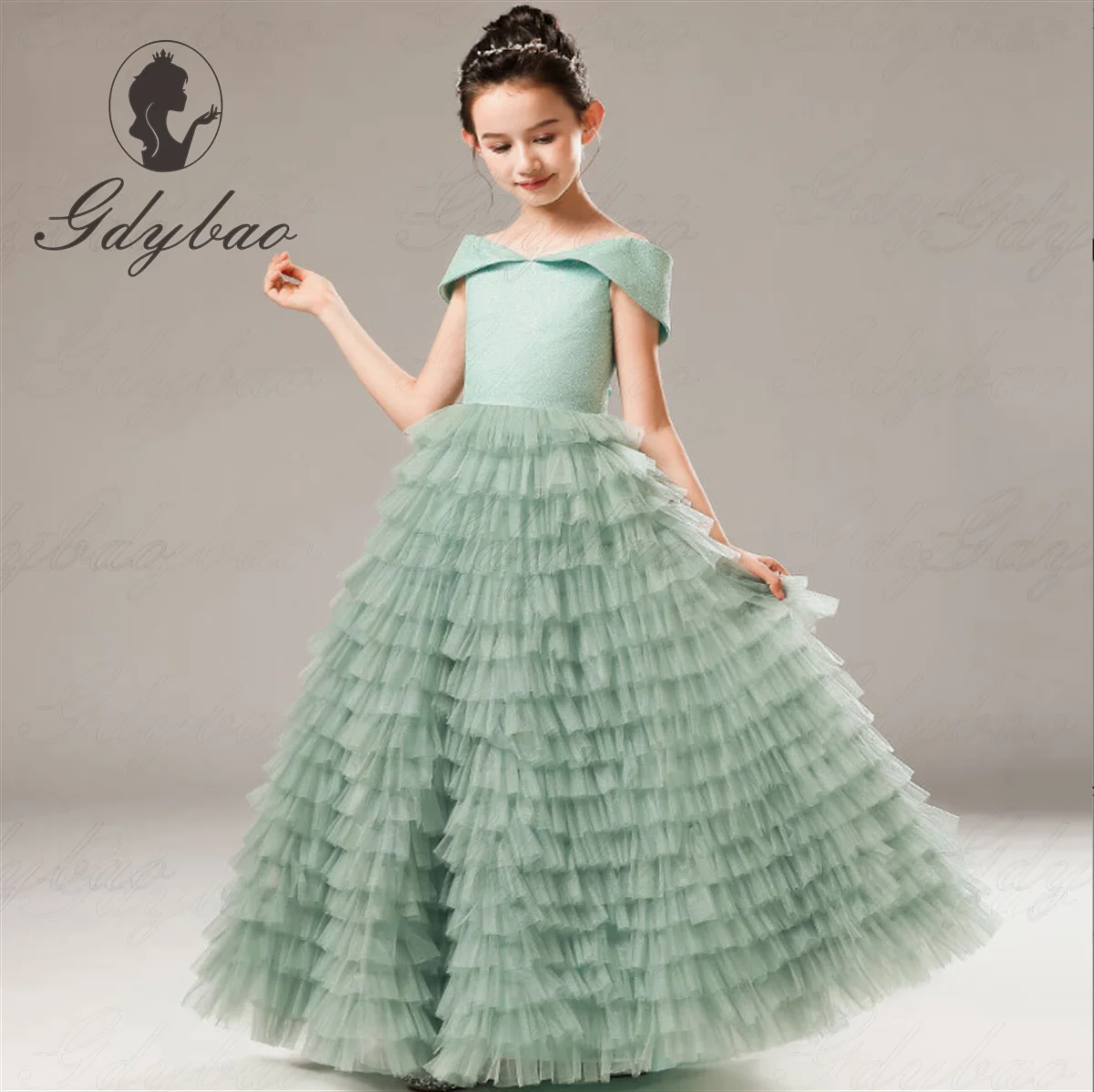 

Ball Gown Flower Girl DressesWedding Party Little Bridesmaid Lace Applique Sleeveless Girl Holy Communion Dinner Performance