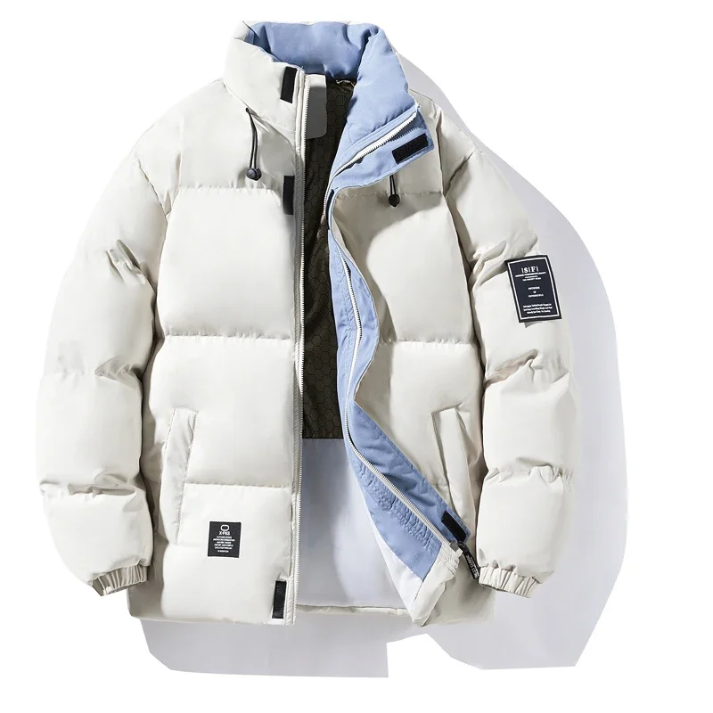 

Мужская однотонная хлопковая куртка с воротником-стойкой, мужская ветрозащитная зимняя толстая теплая парка, мужское хлопковое пальто, плотная мужская теплая одежда