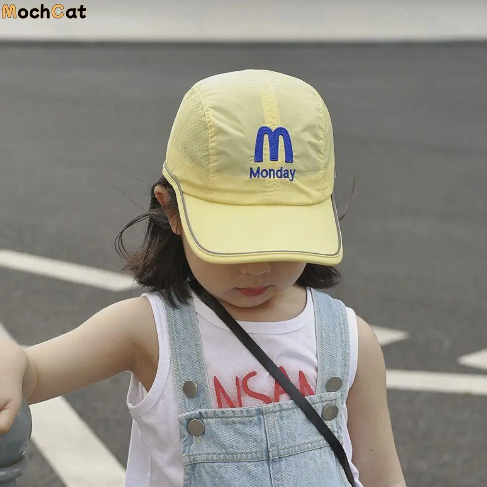 

Simple Summer Baby Baseball Cap Breathable Quick Dry Children Peaked Hat Letter Visor Sun Protection Cap Kids