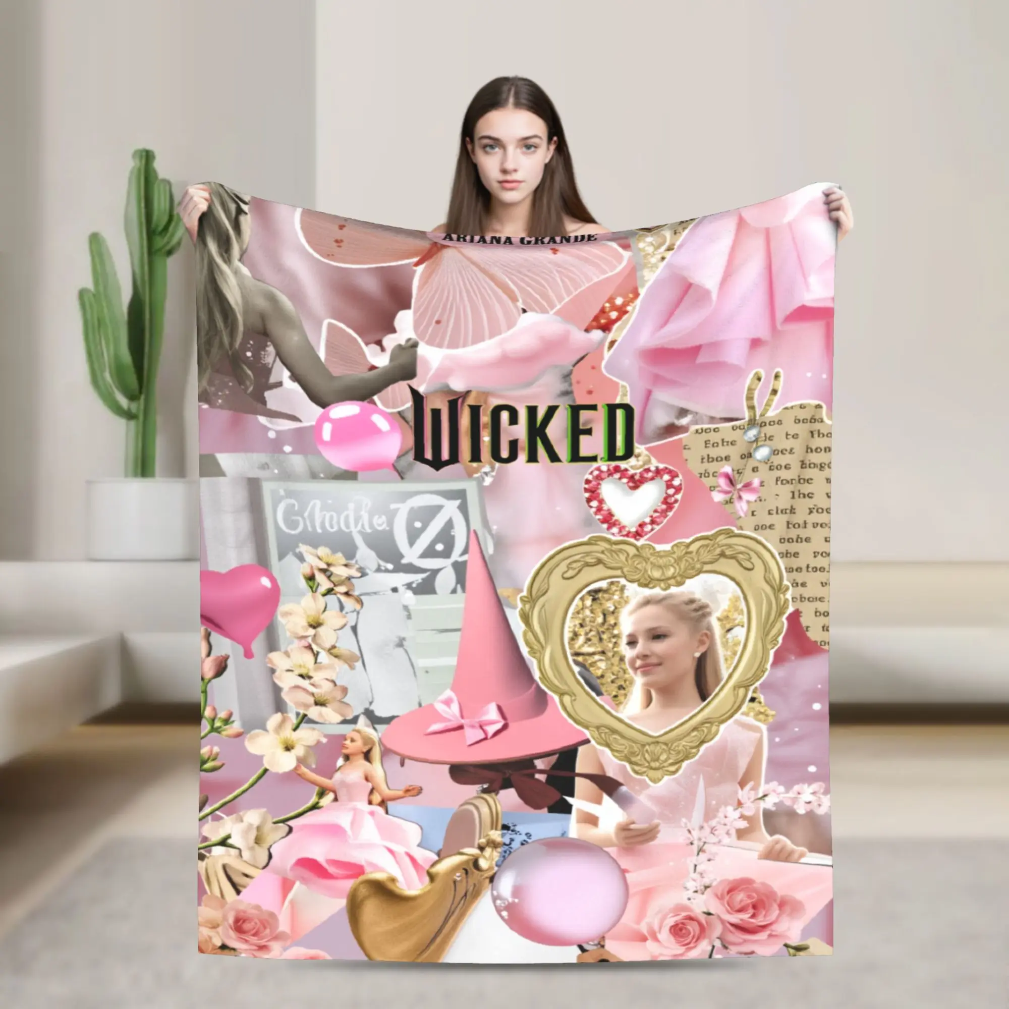 

Wicked 2 Musical Movie Glinda Plush Blanket Boy Girl Flannel Throw Blanket For Bedroom Warm Soft Custom Quality Bedspread