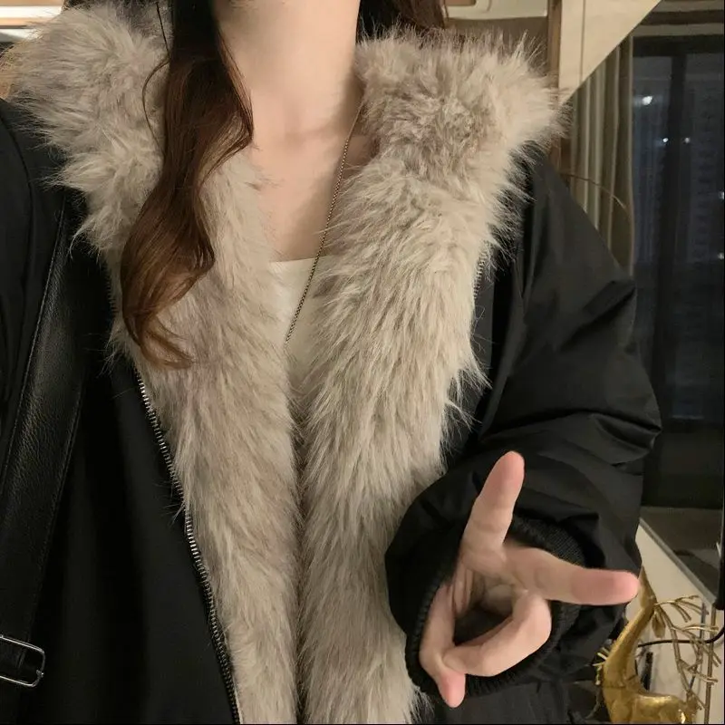 퍼 칼라 숏 시트 마운틴 카빙 레트로 겨울 후드 코튼 패딩 코트 신상 두꺼운 양면 코튼 의류