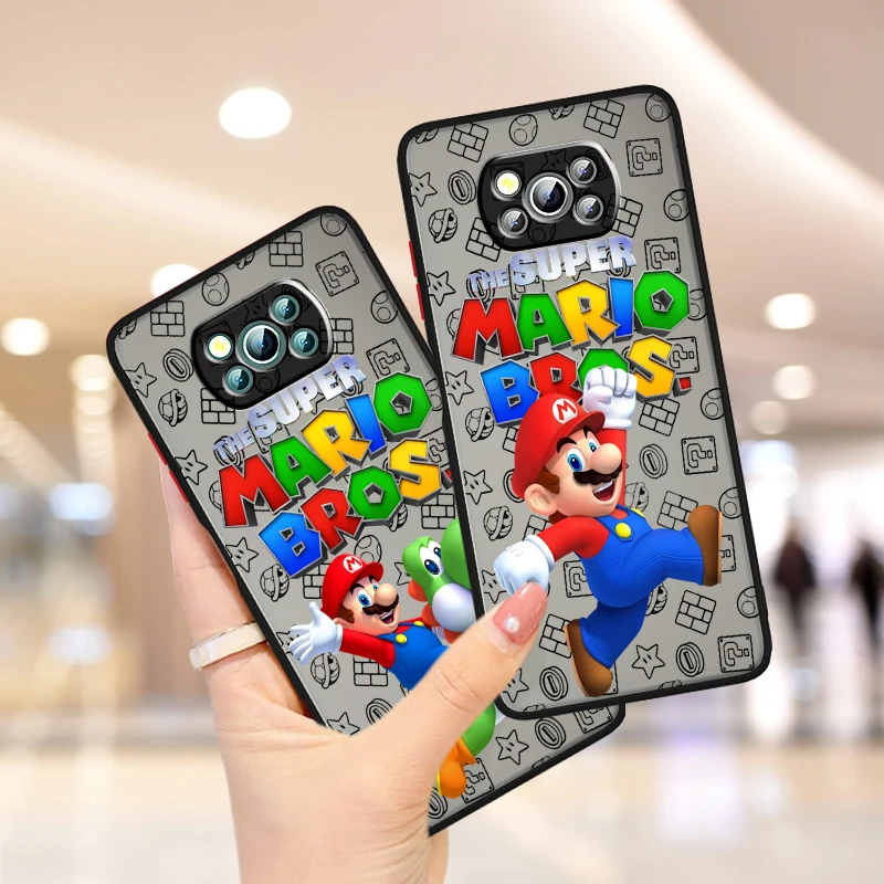 S-Super M-Marios B-Bros Cute Frosted Translucent For Xiaomi Mi Poco X5 X4 X3 M6 M5S M5 M4 M3 F5 F4 F3 F6 Pro 5G Matte