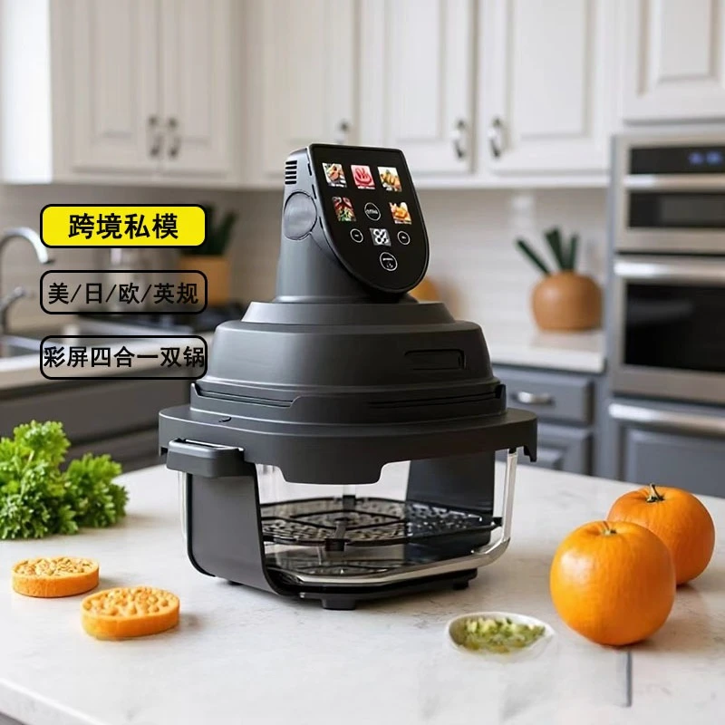 Color Screen Smart Air Fryer Glass Visual French Fries Machine Electric Oven European Standard 110V