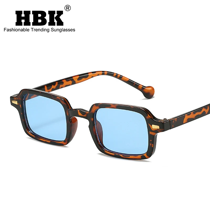 HBK Fashion Square Sunglasses Women Retro Rivets Decoration Gradient Shades UV400 Men Leopard Blue Rectangle Sun Glasses image 3
