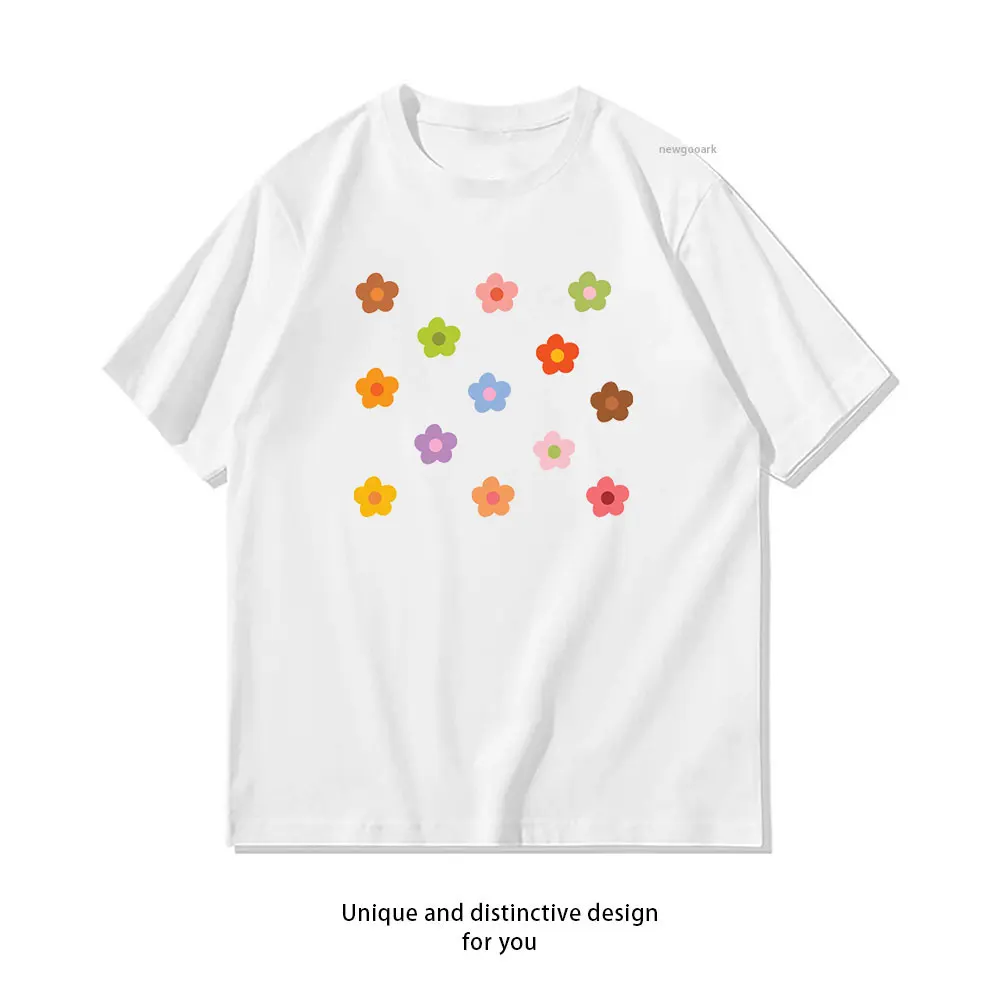 Groovy cute flower power sticker pack T-shirt Woman Man Casual Cotton Graphic T Shirts Adult  Tops Tee Short-sleev Breathable