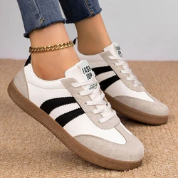 Fashion Women Breathable Colorblock Round Toe Lace Up Hard Wearing Sneakers Autumn Going Out Femme Casual Platform Sports Shoes