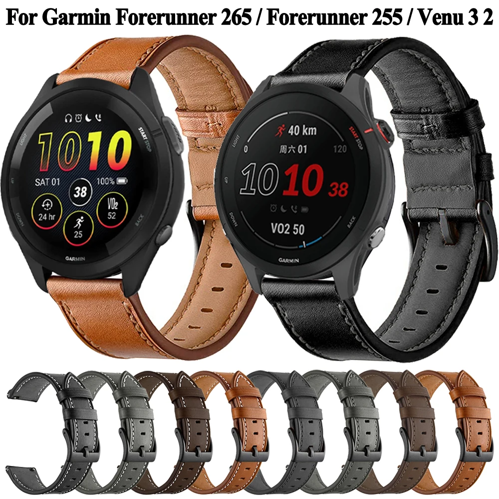 For Garmin Strap 22mm Synthetic Leather Wristband For Garmin Forerunner 265 255 Venu 3 2 Vivoactive 4 Straps Bracelet Watchband