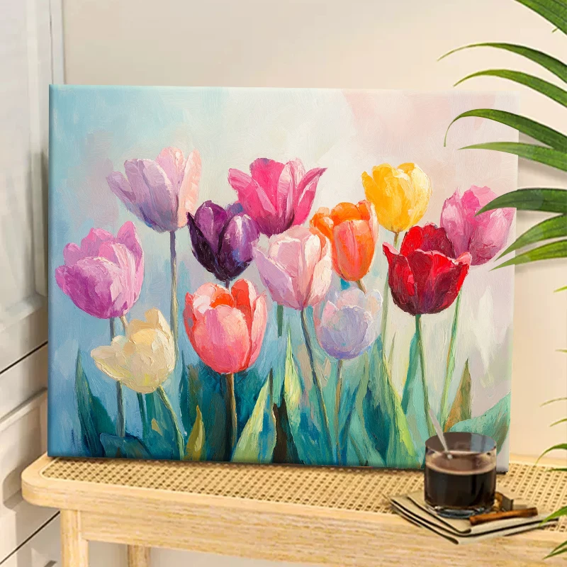 Malen nach Zahlen Bunte Tulpen Acrylfarbe Leinwand Dropshipping Porträt Familie Kinder Foto Weihnachtsgeschenke – Detail 3