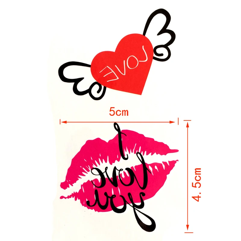 Flying love heart Waterproof Temporary Tattoo sticker flash tatoo Kiss i love you Arm Tattoo sleeve men tattoos designs