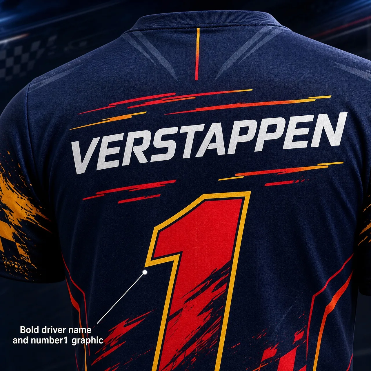 Men's Formula One Racing T-shirt Verstappen No.1 Back Printed Dirt Splash Racing Pattern Printed Racing Fan T-shirt