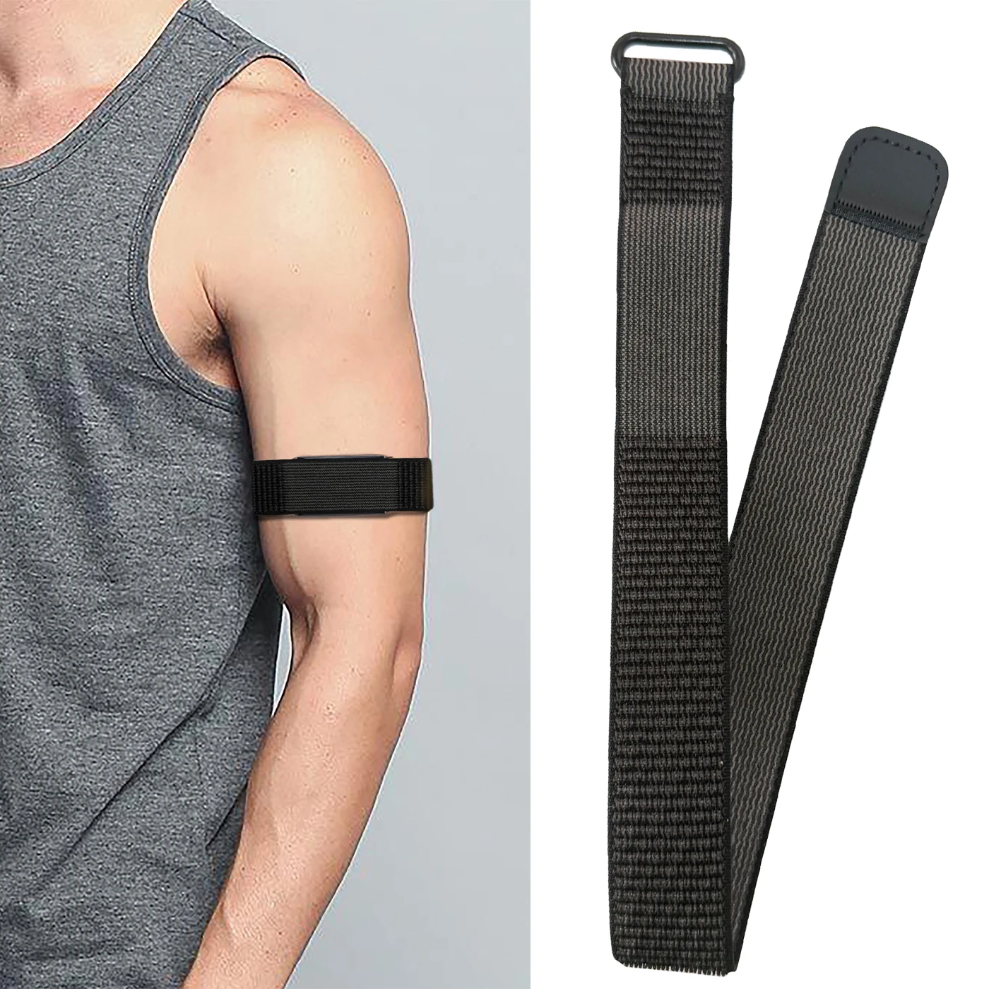 

Suitable for Amazfit, Huami Helio strap, sport long arm strap, nylon loop, one full coverage bicep strap, Velcro