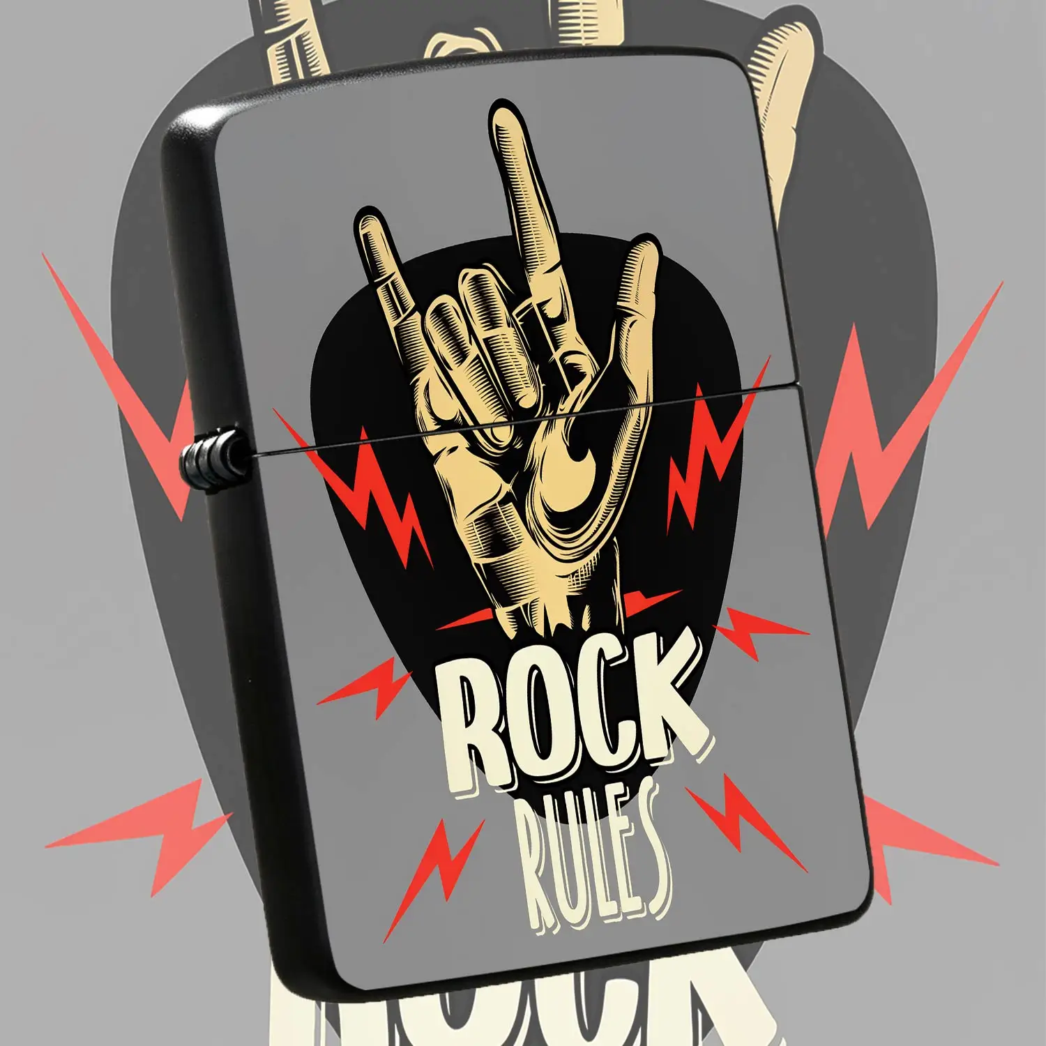 Vintage Rock Themed Lighter, Cool Hand Gesture Graphic Portable Lighter For Daily Use, Outdoor Camping, Gathering, Home Decor, Gifting, Stylish Punk Vibe Accessory For Rocklovers, Lightweight Easy To Carry For All Scena A Humorous And Inter