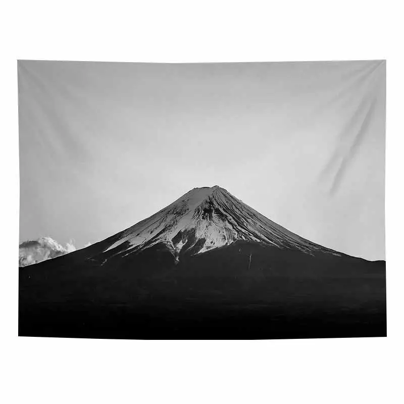 VIKAMA Black White Mount Fuji Landscape Tapestry, Snow Mountain Wall Hanging for Bedroom Living Room Dorm Decor