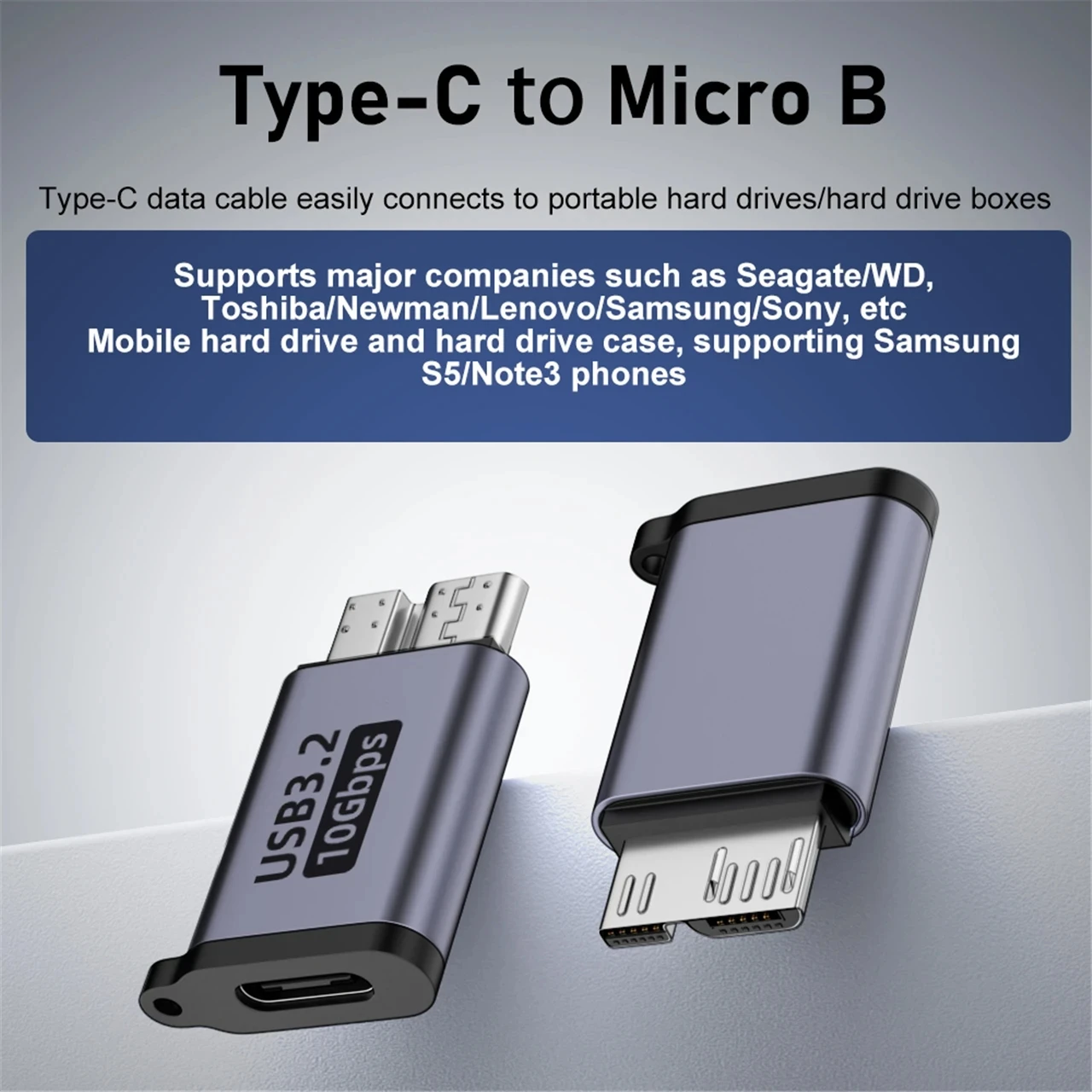 Imagem -03 - Usb a c para Micro b Adaptador 10gbps Super Velocidade Data Sync Converter Macbook Pro Samsung Hdd Ssd tipo c para Micro b Adaptador