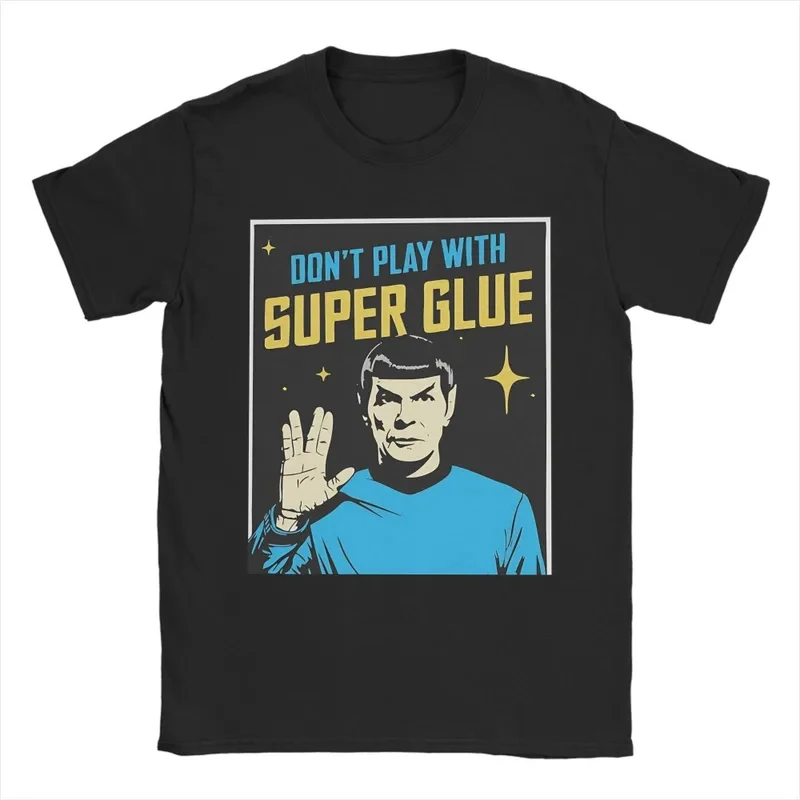 100 % reine Baumwolle, Don't Play With Super Glue, Star TravelersTM Herren-T-Shirt aus Baumwolle im Vintage-Stil mit Rundhalsausschnitt