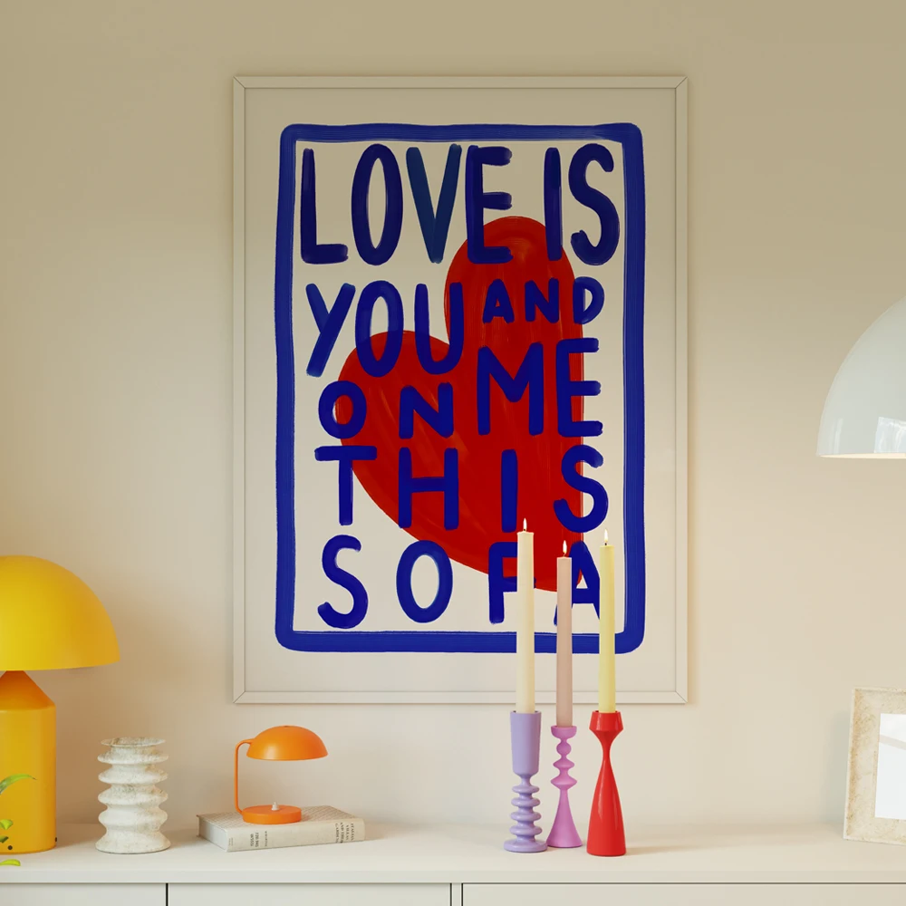 Maximalist Modern Eclectic Amor Love Quotes Trendy Wall Art Prints Canvas Painting Poster Pictures For Living Room Home Decor