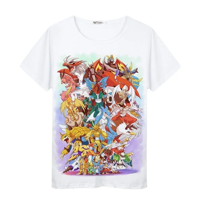 Digimon Adventure anime peripheral T-shirt Yagumon Gabumon nostalgic short-sleeved creative versatile comfortable men and women