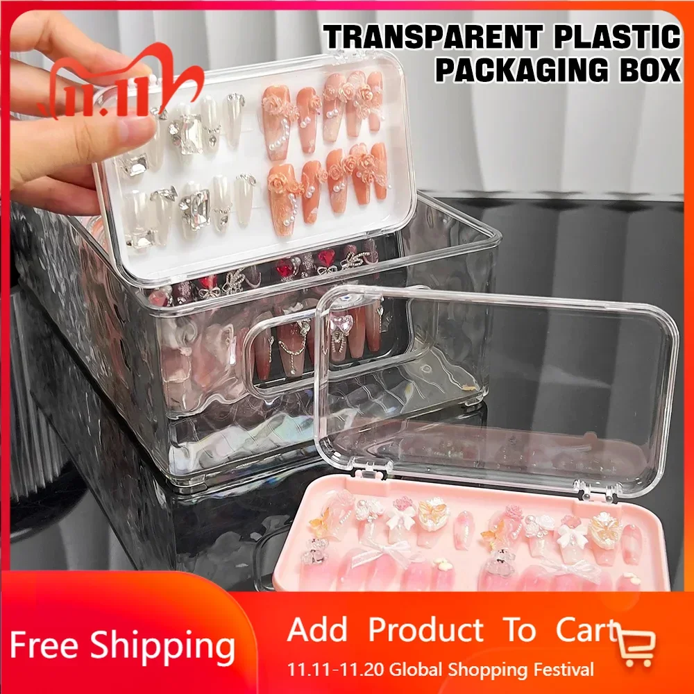 

5Pcs Multi-Color Transparent Acrylic Nail Tip Display Cases Press-On Nails Storage Boxes for Small Accessories Home&Personal Use