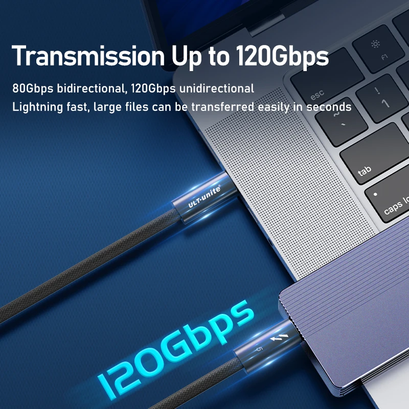 New 16K PD 240W Type C Thunder-bolt 5 Fast Charging Cable 120gbps USB C High-Speed Transmission Cable for MacBook iPad Monitors
