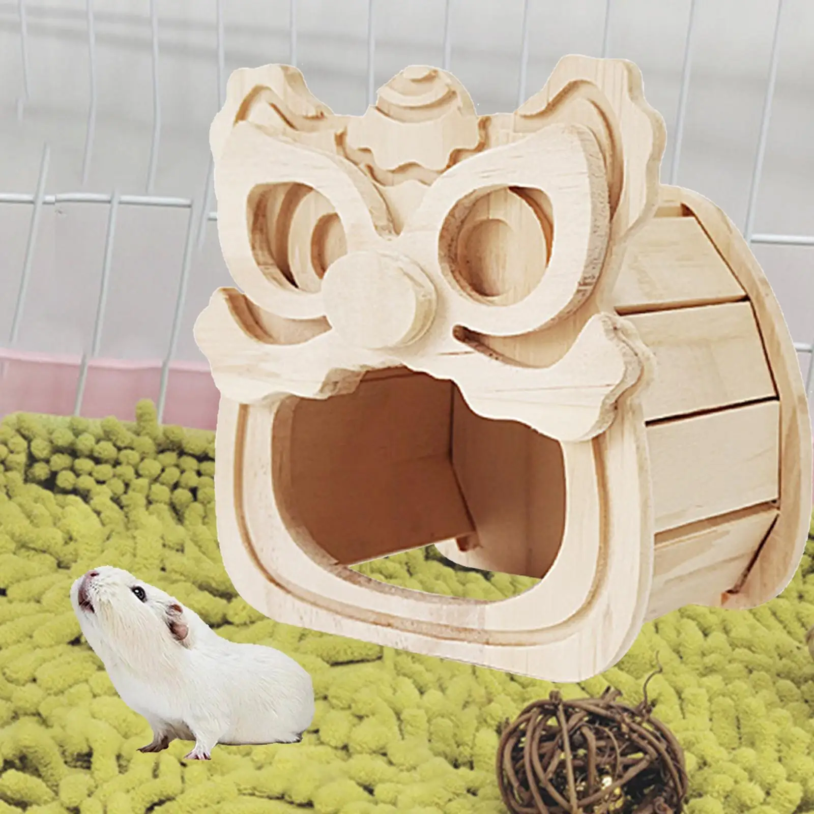 Hamster Wooden House Hideout Habitat for Small Animal Gerbils Chipmunks