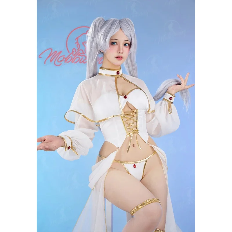 

Mobbunny Women's Lingerie Set Top Skirt and Cape with Panty and Thigh-high Stockings Cosplay Costume