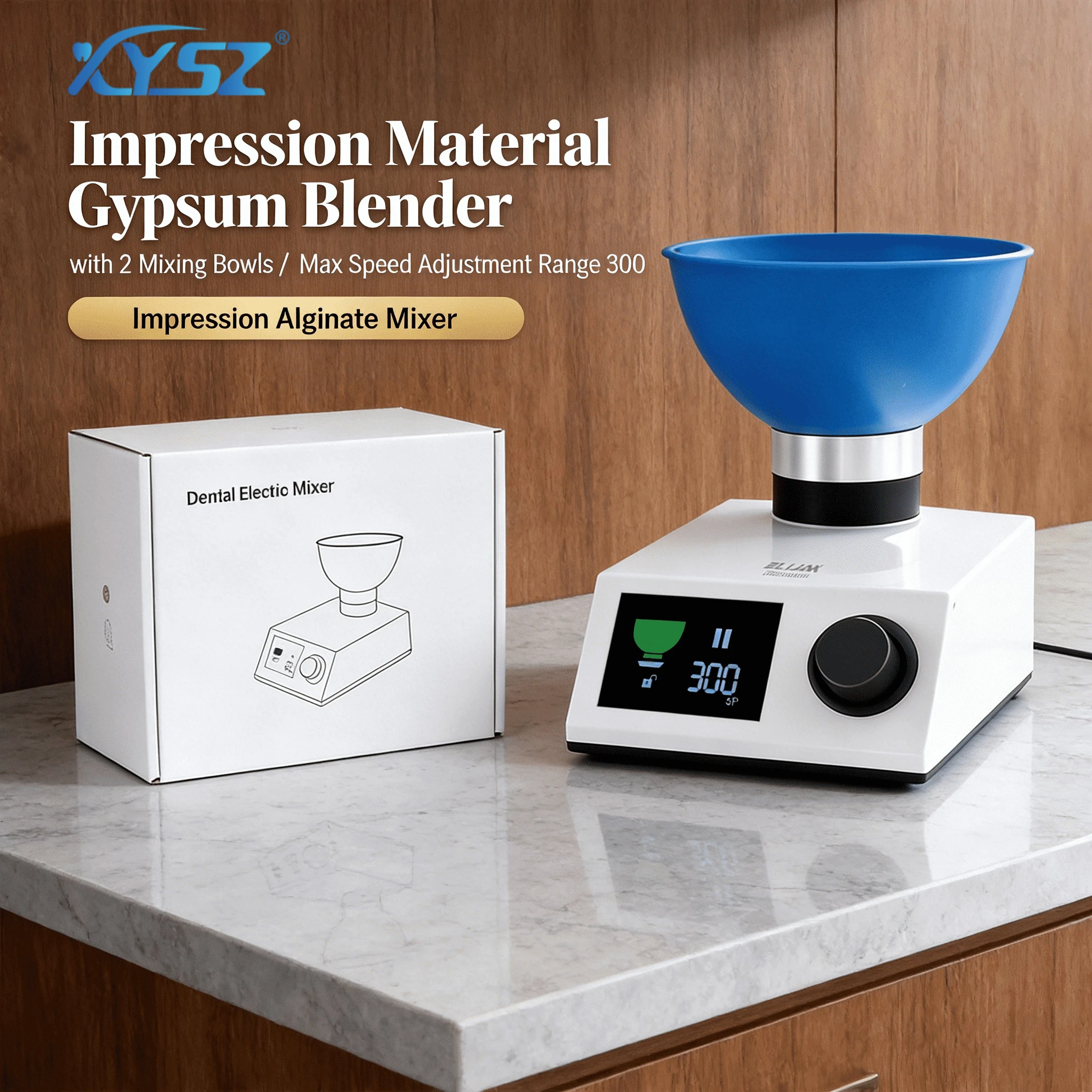 

XYSZ Max 300RPM Dental Electric Blender Impression Material Gypsum with 2 Mixing Bowls Dentist Alginate Printing Mixer Equipment