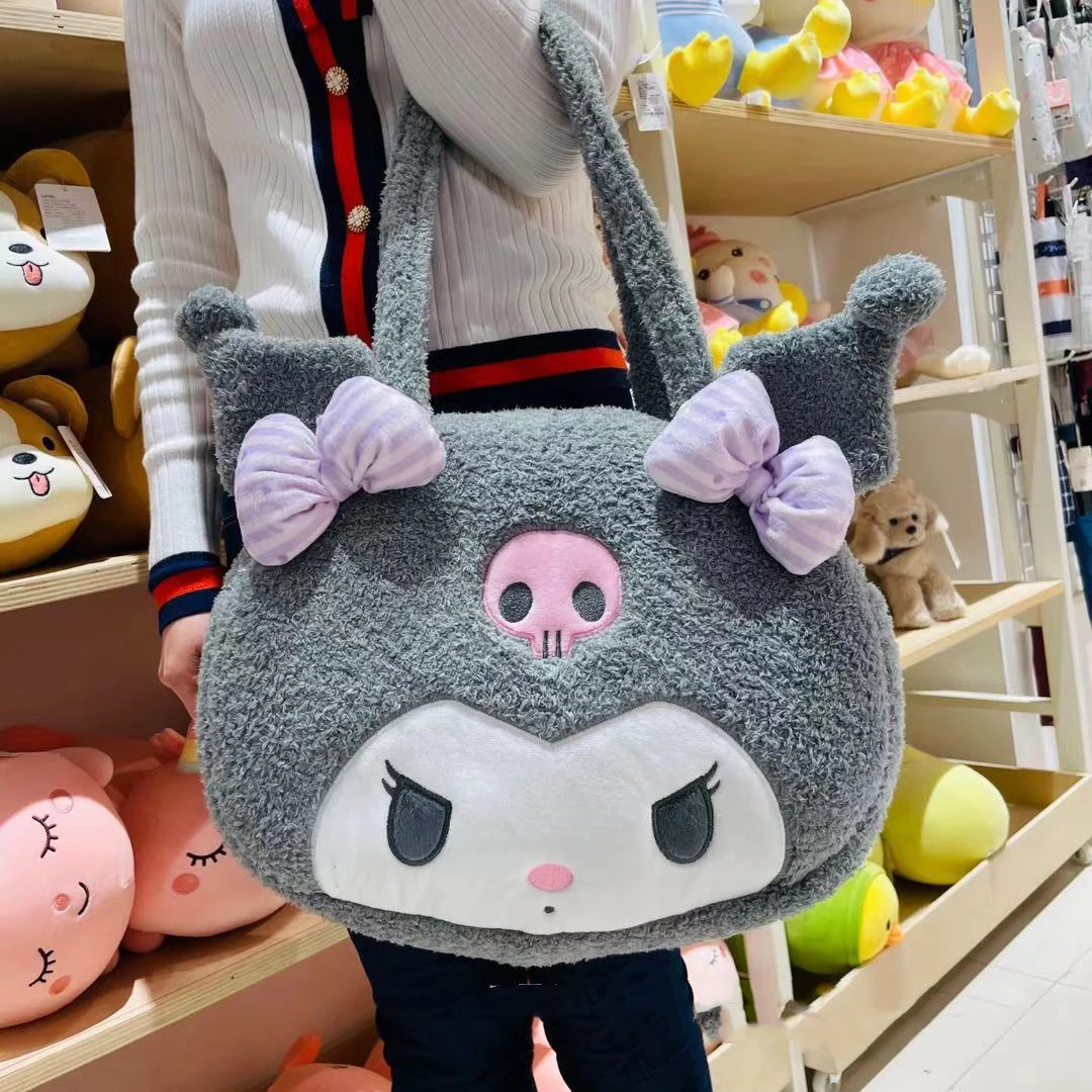 Kawaii Anime Kuromi My Melody Shoulder Bag Handbag Lovely Japanese Style Plush Toy Cute Cosmetic Bag Gifts For Girl Student