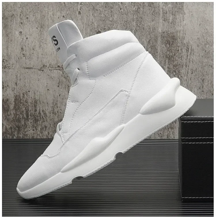 Men\'s High-top Boots White in-height Men Boots Outdoor Platform Chunky Sneakers Breathable Sports Shoes for Men