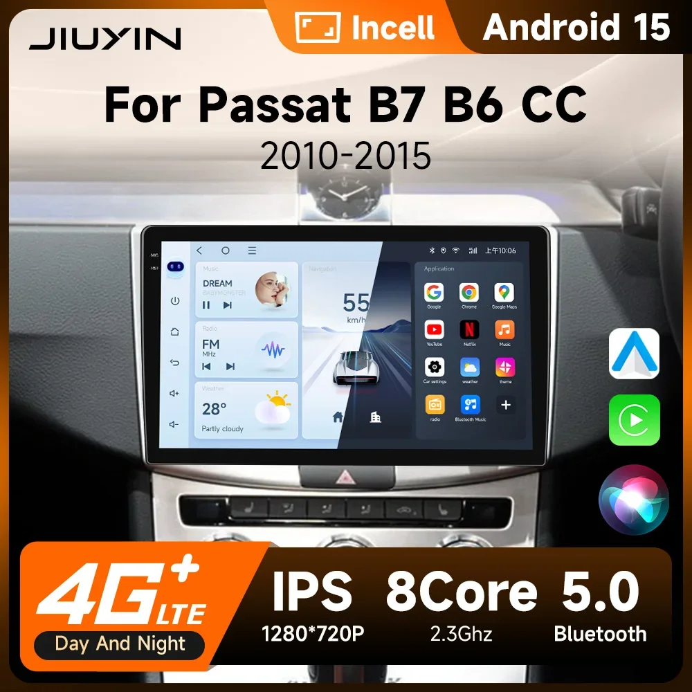 JIUYIN Multimedia-Player für Volkswagen VW Passat B6 B7 CC 2007-2015 Carplay Radio Android Auto Autoradio 4G GPS DSP 48EQ 2din