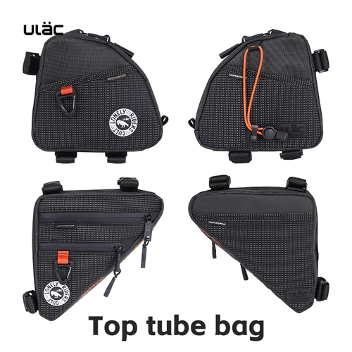 Bolsa triangular Ulac para ciclismo, bolsa para tubo de sillín delantero de bicicleta, bolsa para cuadro de bicicleta, soporte para bolsa de montaña MTB al aire libre, tela impermeable