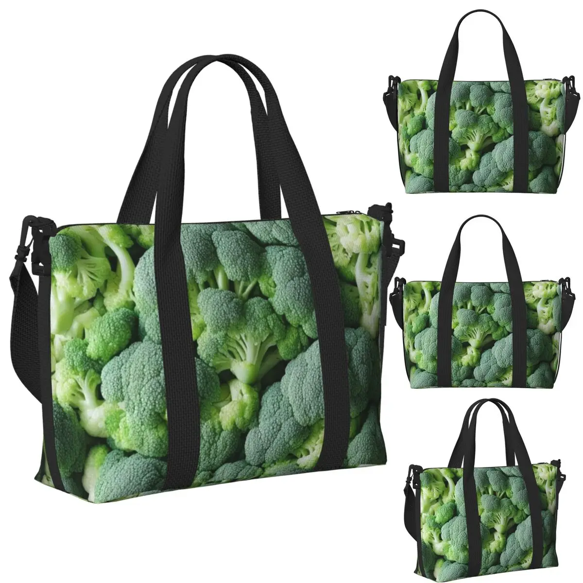 

Broccoli And Cauliflower Beach Travel Bag Large Capacity Tote Bags for Gym Sport Women Shopping Duffle Shoulder Bag