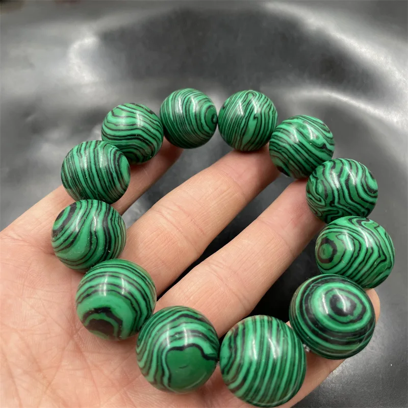20mm Optimized Imitation Malachite Ball Bracelet Green Jade Bracelet