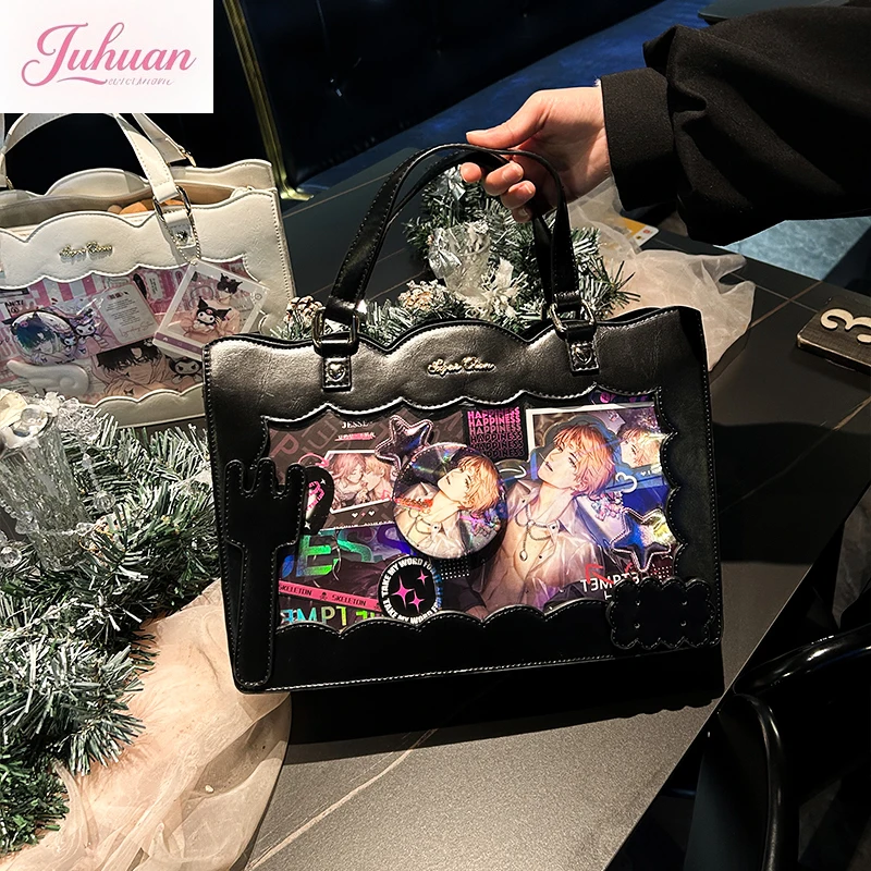 

Japanese Retro Original Design Ltabag Lolita Cloud Cookies Crossbody Pu Elegant Daily Versatile Women's Transparent Commuter Bag