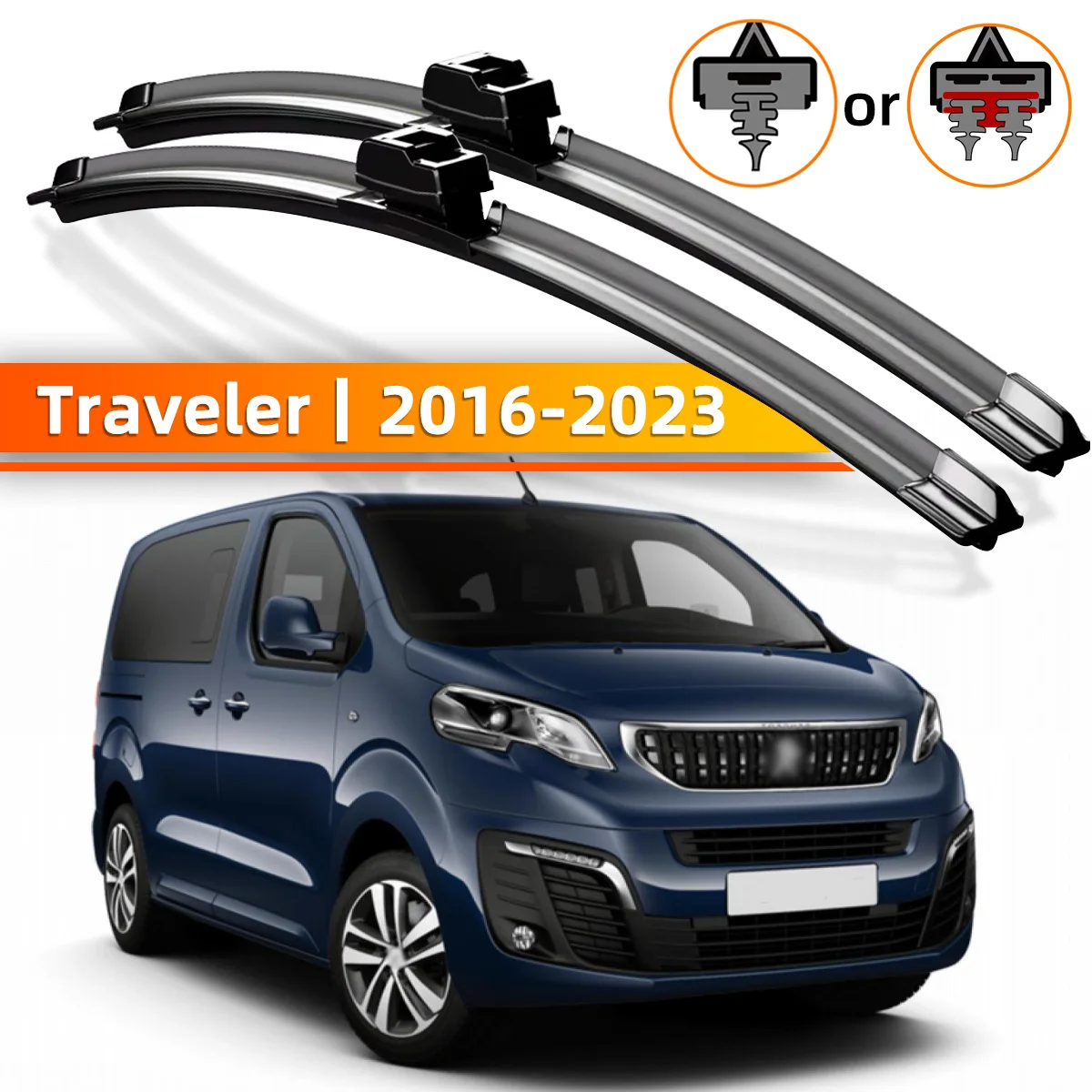 YONGRUN 2 Stück Frontscheibenwischer, geeignet für Peugeot Traveler 2016–2023, Windschutzscheiben-Fenster-Zubehör, 2017 2019 2021 2022