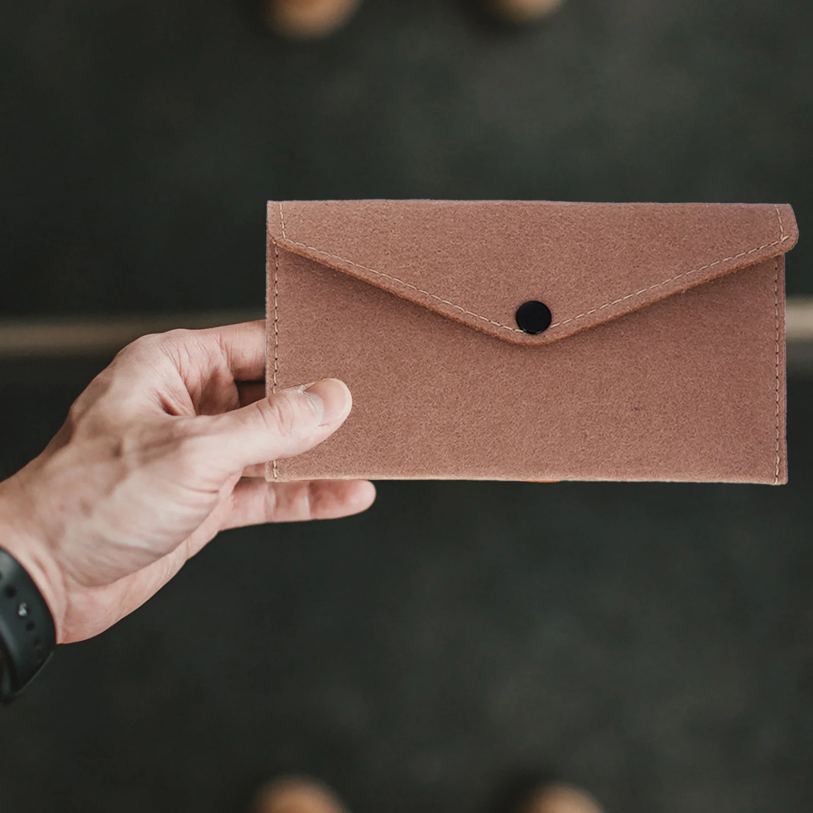 

10Pcs Snap Button Felt Pouch Phone Storage Envelopes for Earphones Cables Coins Cash Stationery Compact Protective Travel