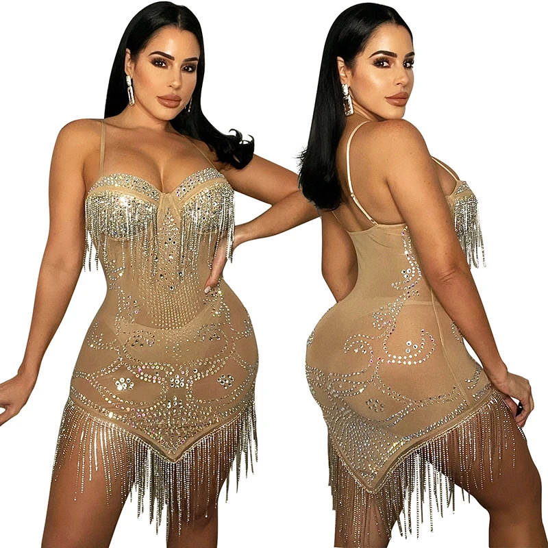 女性のためのファッショナブルなフェザービーズドレス,「ダイヤモンドメッシュ,イブニングドレス,セクシーなスタンドカラー,ノースリーブ,非対称,タンクトップ,クリスタル,シャツ