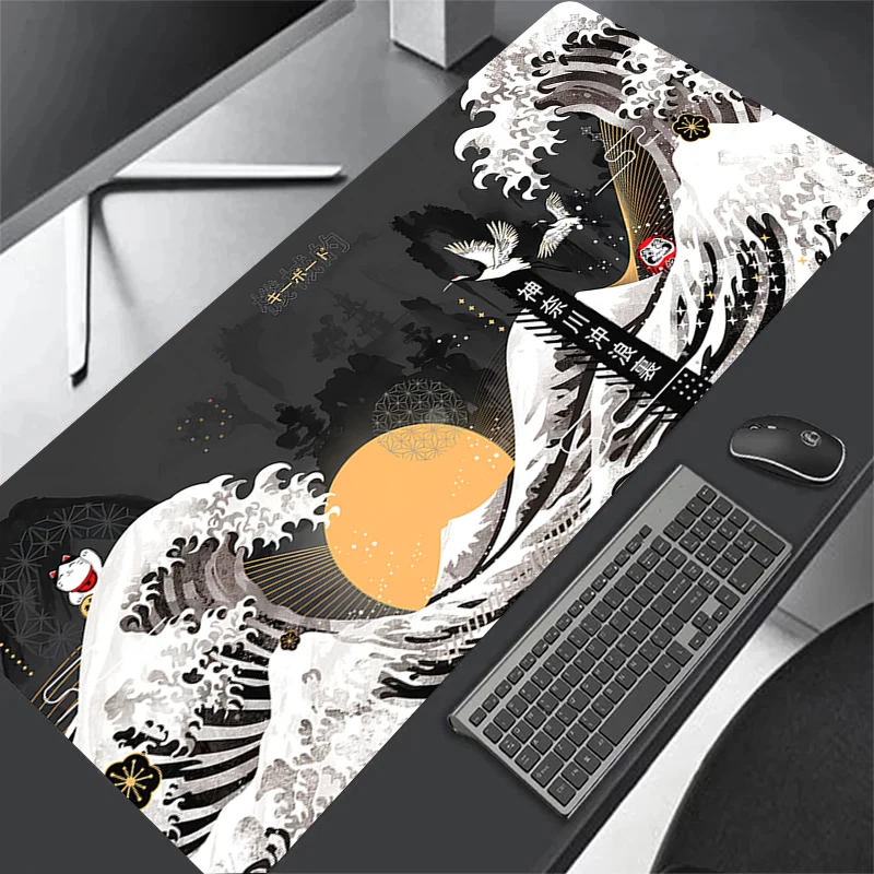 Computer Art Mouse Pad Japan Wave Large Gaming Mousepad Gamer XXL Rubber Non-slip Keyboard pad Pc Laptop Dragon Desk Mat 400x900