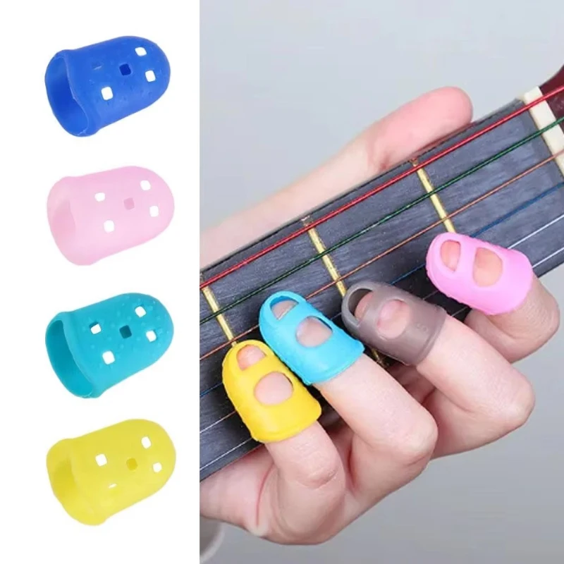 10-50Pcs Colorful Silicone Guitar Fingertip Protection Nonslip Fingerstall For Beginner Playing Electric Guitar Bass Ukulele