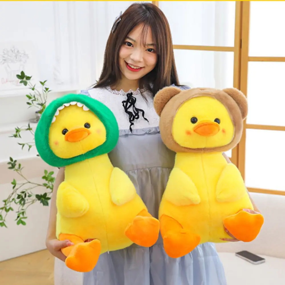 PP Cotton Dinosaur Hood Duck Plush Toys Ornament Fluffy Bear Hood Duck Appease Doll 25/35/40cm Cartoon Animal