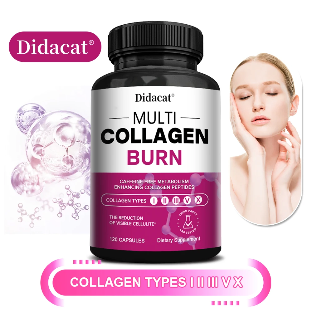 

Multiple Collagen Complex - Types I, II, III, V, and X - Hair, Skin, Nail, Bones, Joint Health Support, Helps Boost Metabolism