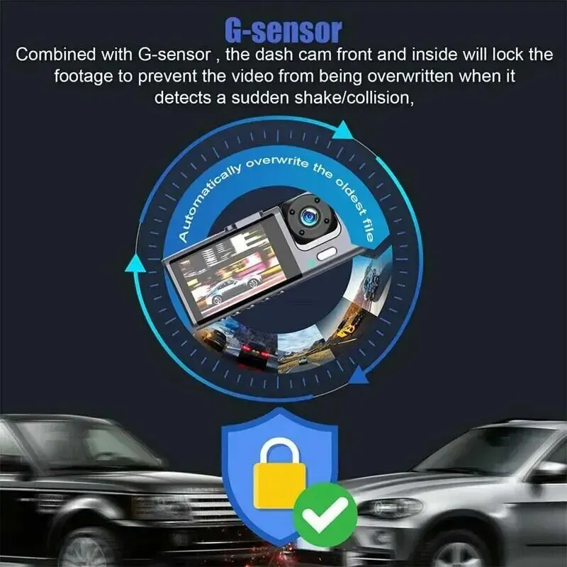 3 قناة جهاز تسجيل فيديو رقمي للسيارات HD 1080P 3-عدسة داخل السيارة داش CamThree Way كاميرا DVRs مسجل فيديو مسجل داشكام كاميرا الفيديو