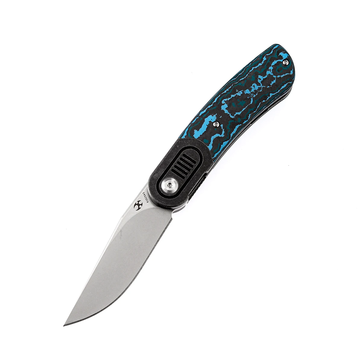 Kansept Reverie K2025A3 Pocket Knife  2.91'' CPM-S35VN + Titanium+ Blue and Black Carbon Fiber Camping Survival Folding Knife