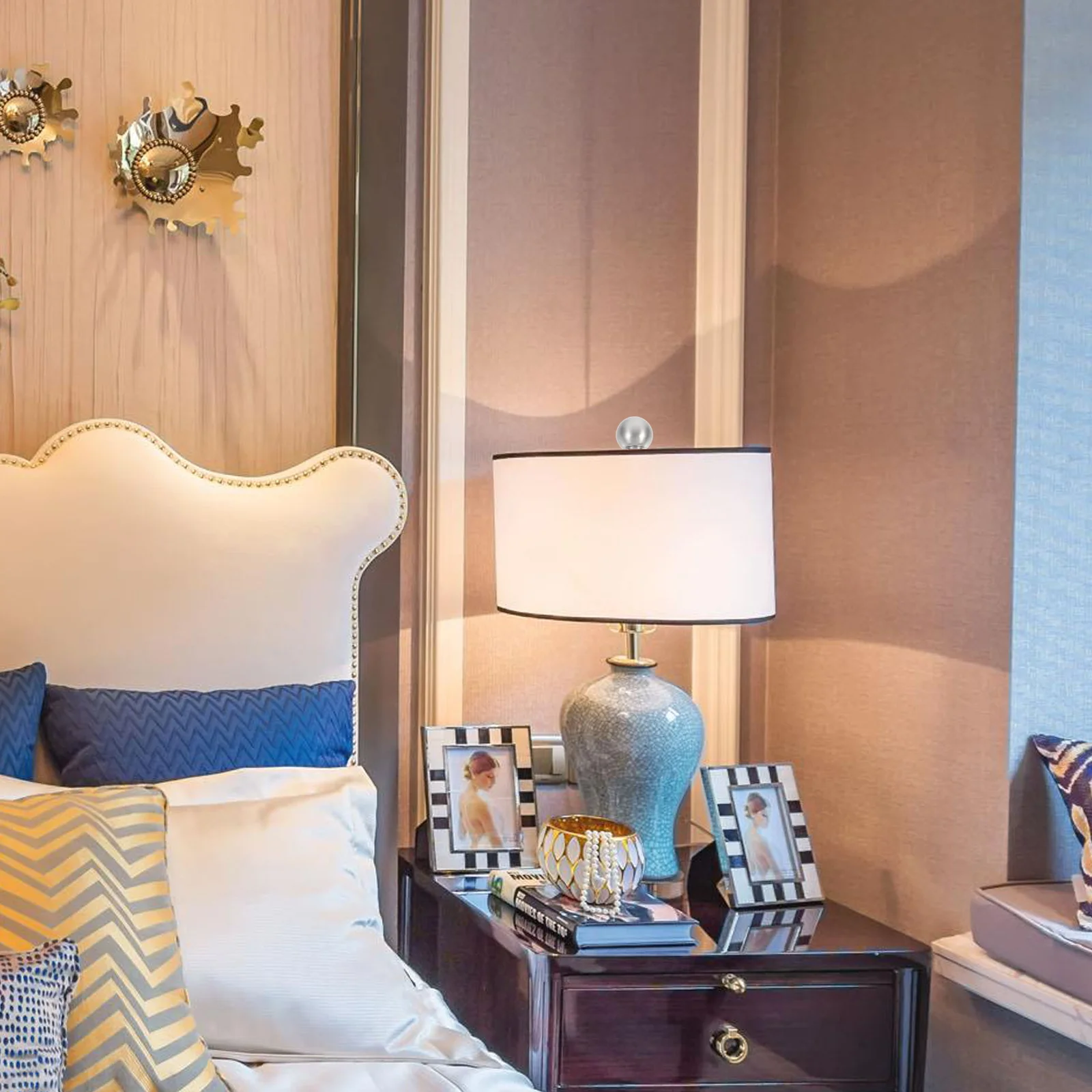 

2Pcs Decorative Lamp Finial Zinc Alloy Lampshade Accessory Durable Fade Resistant Table Floor Light Silver Lamp Finial