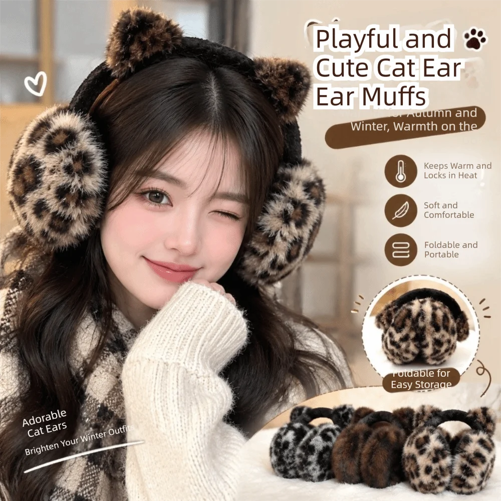 Fashion Ear Cap Winter Cat Ears Earmuffs Y2k Folding Foldable Ear Cover Earflap Thicken Faux Fur Ear Muffs Outdoor