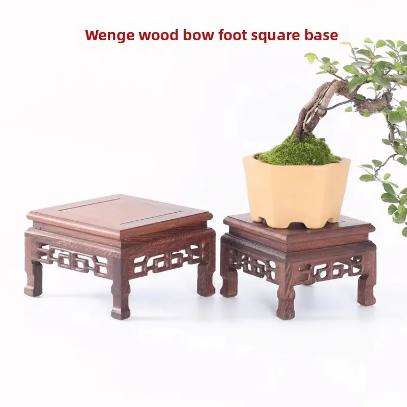 

Chicken Wing Wood Bow-Leg Square Base, Stone and Buddha Display Table, New Chinese Style Carved Decor, Living Room Table