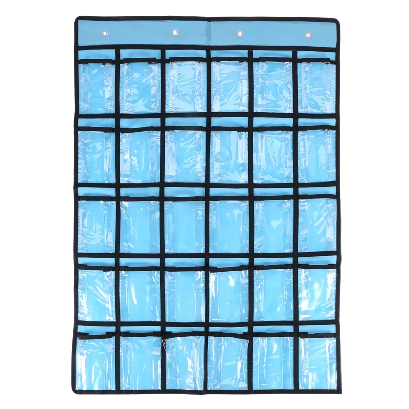 NEW-Pocket Chart For Calculator Holder, 30 Pocket Charts For Classroom 33.5 X 24.5 Inch Hanging Cell Phone Organizer